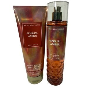 Bath & Body Works Sensual Amber Body Cream and Fine Fragrance Mist Set 8oz